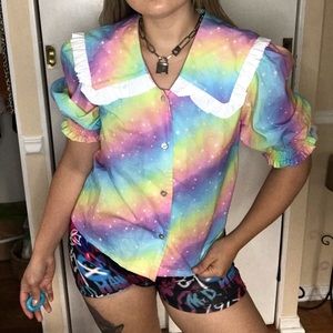 Rainbow collared blouse